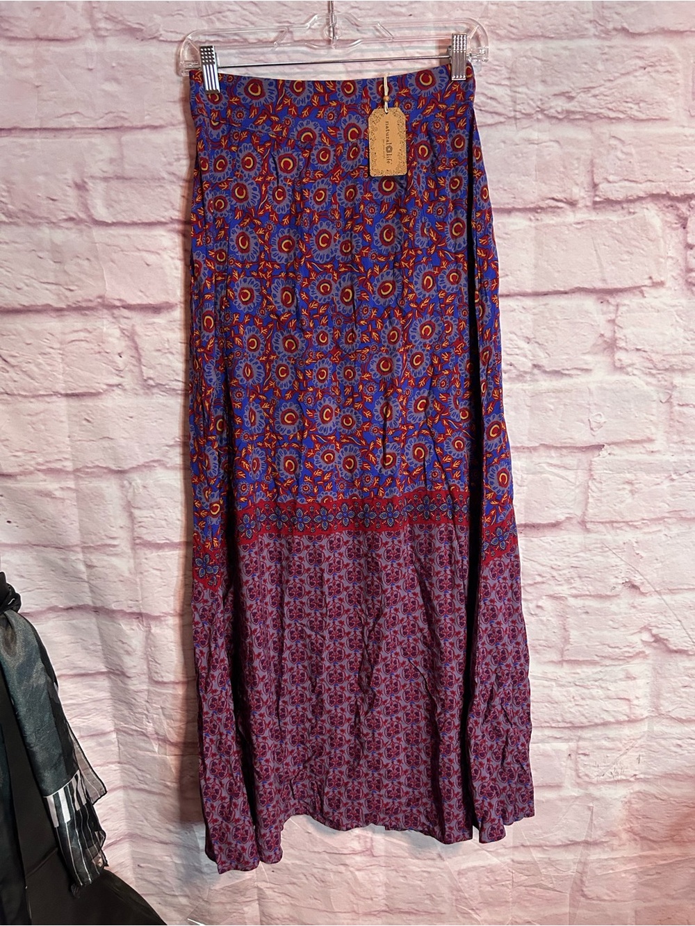 NATURAL LIFE Purple and Blue Boho Maxi Skirt NWT